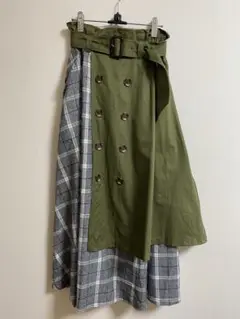 【美品】ロングスカート トレンチ フレア チェック
