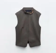 ZARA ブラウンチェック ノースリーブベスト　M