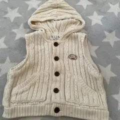 ELLE フード付きニットベスト アイボリー