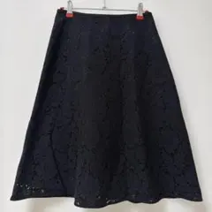 ROPE PICNIC ロペピクニック 花柄 レース フレアスカート ブラック