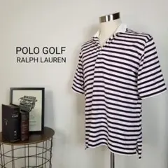 POLO GOLFボーダー柄コットンカットソー半袖ポロシャツ海外メンズS白紺赤