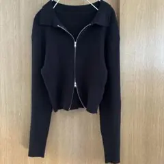 GRL ジップショート丈ニットトップス