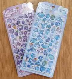 ボンボンドロップシール うるちゅるくじら ユニコーン（紫・青）