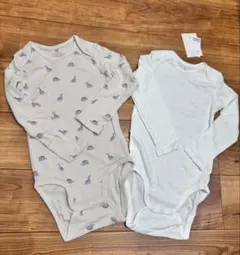 【新品】H&M 肌着 長袖 大きめ ロンパース 2枚セット 105