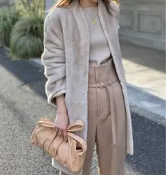 ムートン リバーシブル スタンドカラーコート