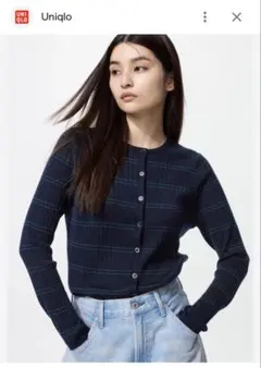 Uniqlo ネイビー ストライプ カーディガン
