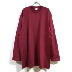 新品 リブ無し ビッグ 長袖 Tシャツ ロンT 無地 メンズ バーガンディ XL