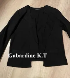 ギャバジンK.T カーディガン毛黒長袖フリルデザインニットセーター