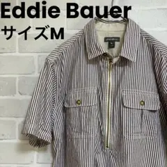 ◼️【匿名配送】エディバウアー　半袖プルオーバー　ストライプ　サイズM ジップ