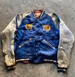 【ドスペシャル】40s スカジャン パチポケ 顔虎　日本マップ　初期 50s ドスペシャル】40s スカジャン パチポケ 顔虎 日本マップ 初期 50s