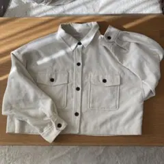 コーデュロイ クロップドジャケット クリーム色