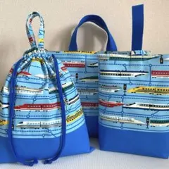 入園入学セット　レッスンバッグ体操着袋上履き袋　ハンドメイド　42 電車新幹線