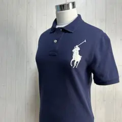 極上カラー ポロラルフローレン ポロシャツ ビッグポニー ネイビー 白 Y2K