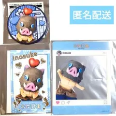 鬼滅の刃 みに隊士 ポラロイド風カード、缶バッジ、SNS風カード 嘴平伊之助3点