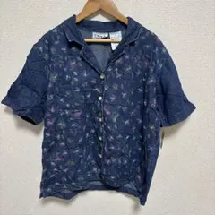 タグ付き新品 ERIKAcollection 花柄刺繍 半袖デニムシャツ 【M】