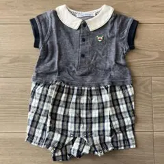 familiar ネイビー チェックロンパース