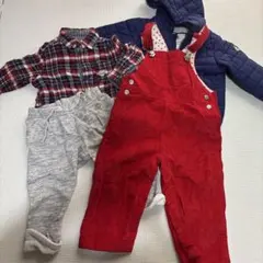 80cm プチバトー&ミキハウス　男の子4点セット　ダウン　オーバーオール