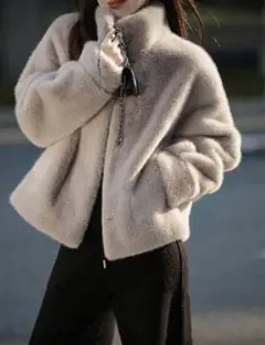 SHEIN アウター フェイクファー コート ブルゾン ジャケット ハイネック