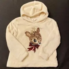【H&M】鹿のスパンコール刺繍フリースパーカー　130サイズ