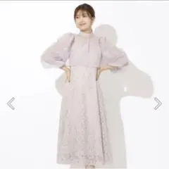 And Couture(アンドクチュール)　チュールブラウスレイヤーレースドレス