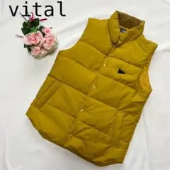 【完売】vital ナイロン ダウンベスト イエロー ロゴ ニコル NICOLE