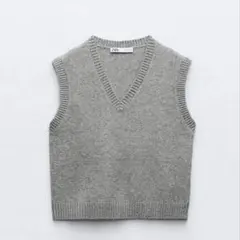 ZARA Vネックニットベスト　グレー