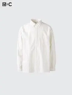 UNIQLO C ブロードオーバーサイズシャツ/ストライプ L NATURAL