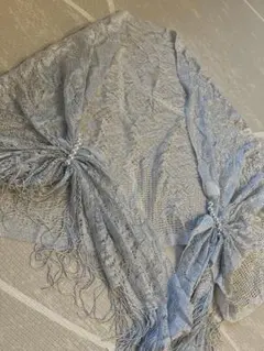 レース編み ショール　フリンジ付き