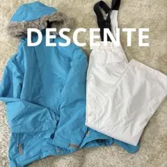 美品　デサント　エーセブン　スキーウェア　スノボ　ウェア　防寒　青　白　ファー付