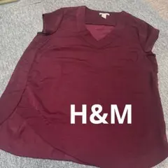 エイチアンドエムXL42Vネックブラウスフレンチスリーブカットソーシャツ