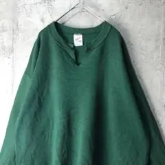 Y668古着　スウェット　グリーン　無地　90s Y2K