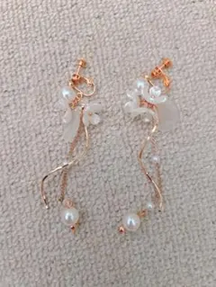 【美品】Ailebouquet パール　ロングイヤリング