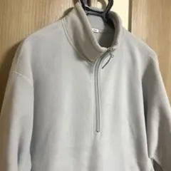 新品 GU マイクロフリースハーフジッププルオーバー XL ライトグレー