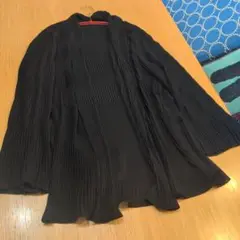 極美 東京ソワール SOIR PERLE プリーツ カーディガン フォーマル 黒