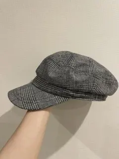 チェック柄帽子