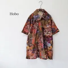 良品★Hobo 花柄 総柄 メンズ 半袖 シャツ M 胸ポケット 個性的 羽織りのサムネイル