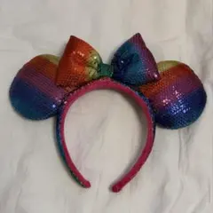 ミニーマウス カチューシャ レインボースパンコール ディズニー