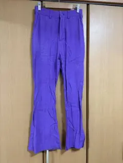 JEANASIS ジャガードバックスリットフレアパンツ　パープルのサムネイル