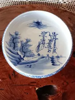 陶器製器　丸鉢　風景画　ずっしり感のある深皿　インテリア、食器等、用途色々