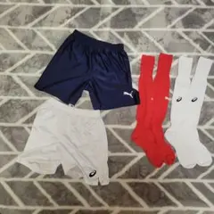 Pumaネイビー・Asicsホワイトハーフパンツセット