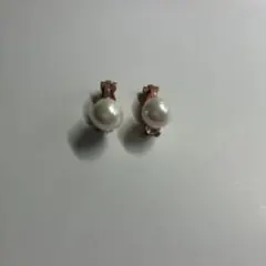 パール装飾 クリップ式イヤリング ピンクゴールドカラー
