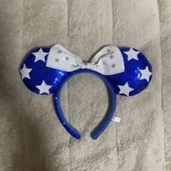 ディズニー　カチューシャ　ミニー　青スパンコール