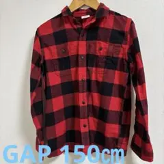 GAP/ギャップ　長袖シャツ 150㎝ 赤黒チェック　綿100%