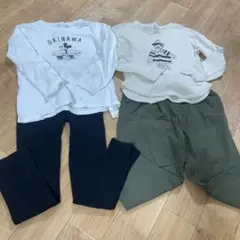 まとめ売り 上下セット130 長袖カットソー 黒ズボン カーキパンツ