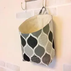 NO.852 大・布バスケット❁浮かせる収納❁ウォールポケット❁ハンドメイド