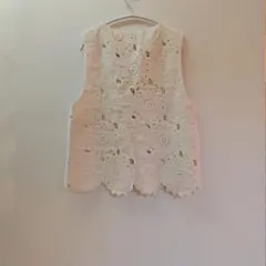 ZARA　ニットベスト　М　曼荼羅　アイボリー