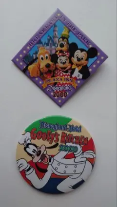 2000年版　ディズニーランド缶バッジ　2個セット