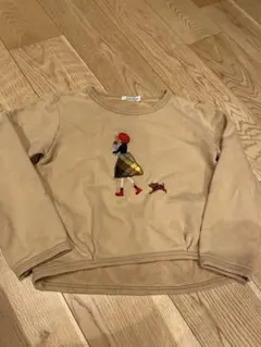 familiar 刺繍トレーナー 140cm ベージュ