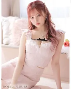 ローブドフルールフリル パール リボン ツイード セットアップ タイトミニドレス