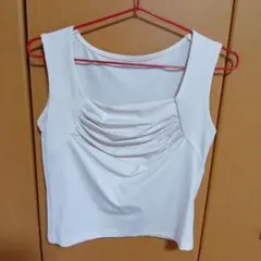 ホワイト ドレープ タンクトップ